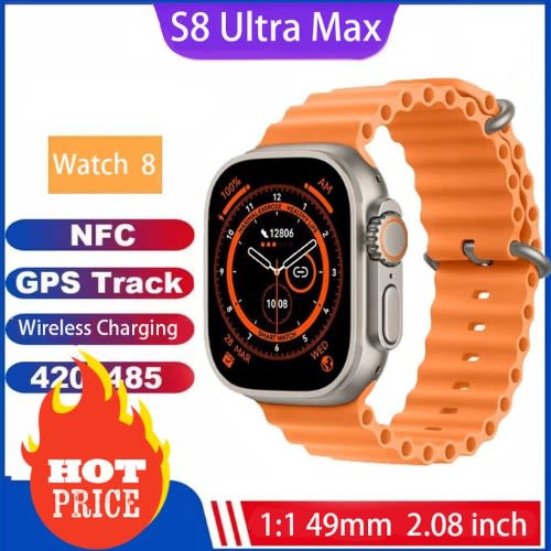 GPS Body Temperature Ultra Max Series 8 NFC Wireless Charging Smartwatch