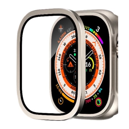 Aluminium Alloy Case + Tempered Glass Protector  For Apple Watch Ultra- 49mm