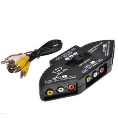 3 Port Av Composite + Audio Rca Phono Selector Switch - Black