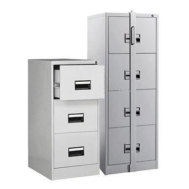 1 Set Of 3-Drawer &  4-Drawer  Metal Office Filing Cabinet With Plastic Handle/Bar & Key Lock
