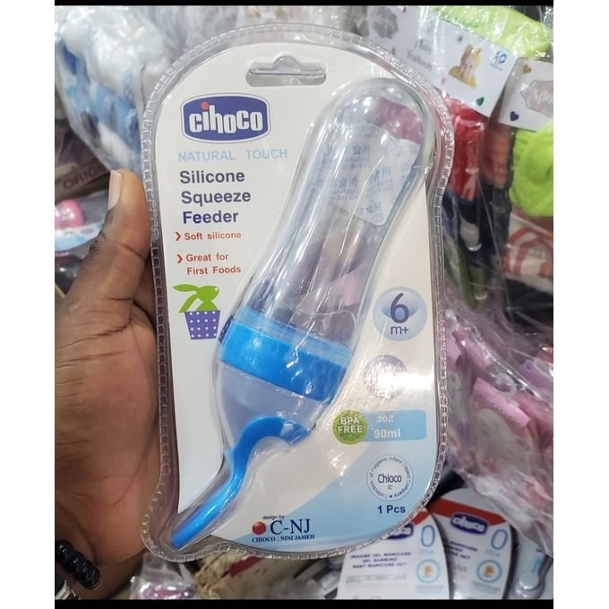 Silicone Squeeze Feeding Bottle With Spoon For Baby Infant