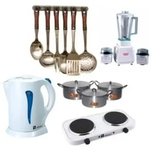 Cooking Pots + Blender + Kettle + Hot Plate & 6 Set Of Kitchen Tools
