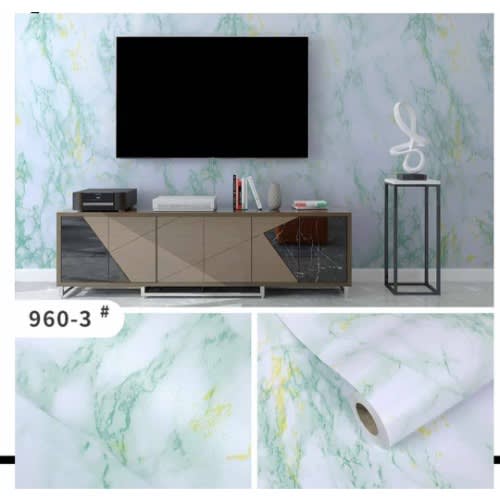 Self Adhesive Marble Wallpaper Contact Paper - 60cm X 5m Green Touch