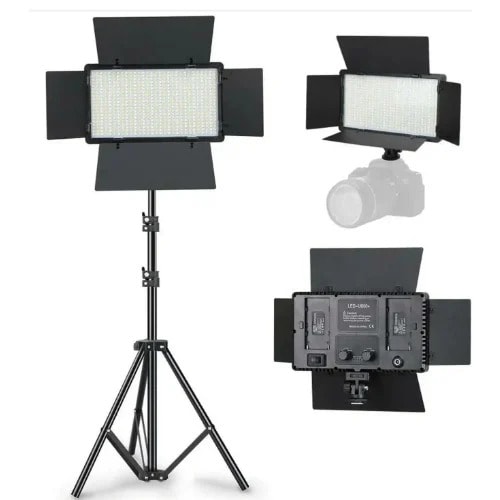 Led 600 Studio Light Rechargeable Kit + Batteries +stand 35W