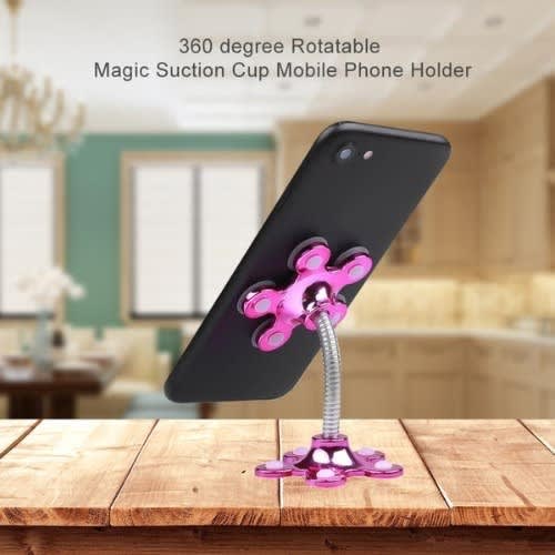 Rotatable Multi-angle Double-sided Phone Holder Suction Cup Stand Bracket - Pink
