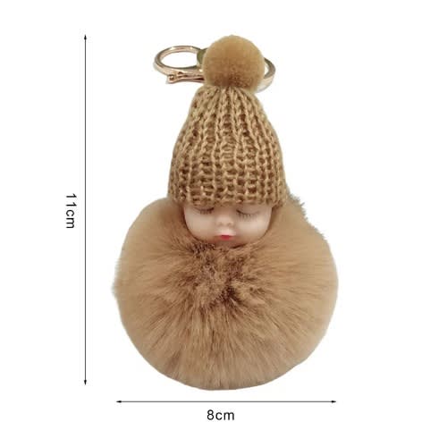 Sleeping Baby Doll Fluffy Key Chain