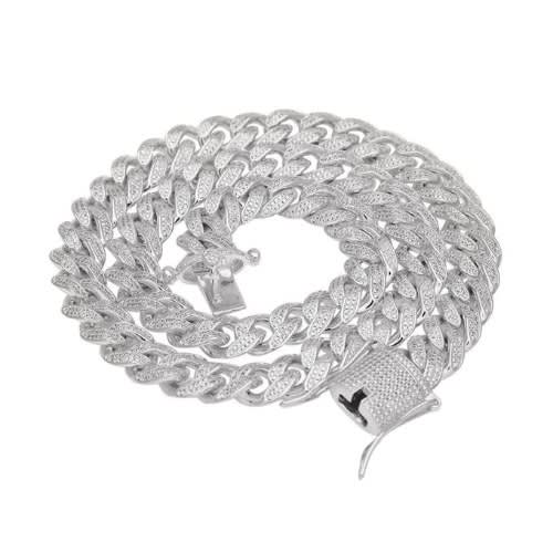 Men's Necklace Ice Out Cuban Chain - Silver