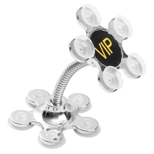 Magic Sucker Mobile Phone Stand With Flower Suction Cup - Silver