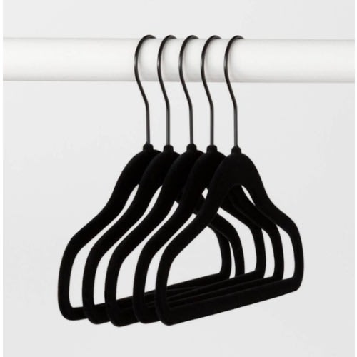 Flocked Non-Slip Hangers -Black - Pack Of 10