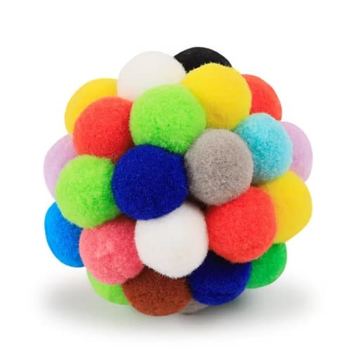 TD Cat Kitten Plush Ball With Bell Mult-icolour Chew Toy