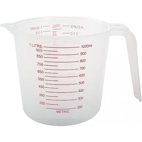 Clear Plastic Measuring Jug With Measurements - 1L