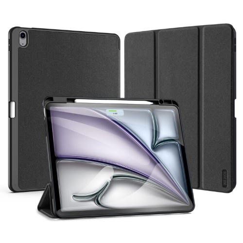 Ipad Air13 2024 Magnetic Leather Case With S Pen Space Holder- Black