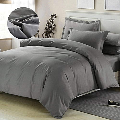 Plain Grey Bed Sheet Plus 4 Pillow Cases