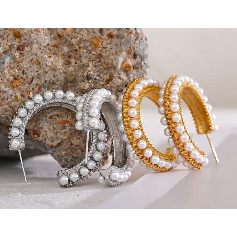 Marka Pearl Silver  Earrings