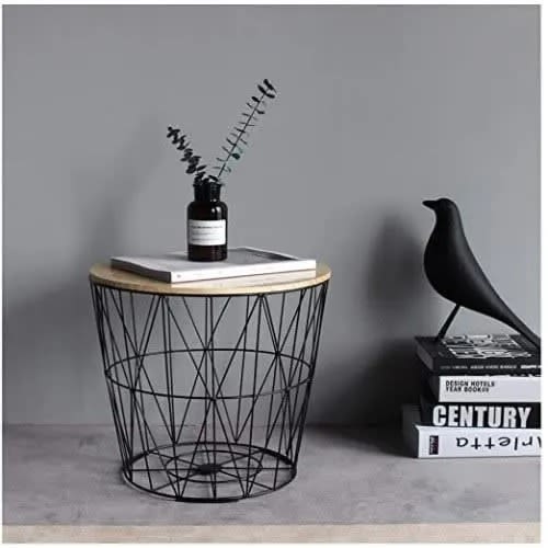 Wire Mesh Decorative Side Stool With Wooden Cover