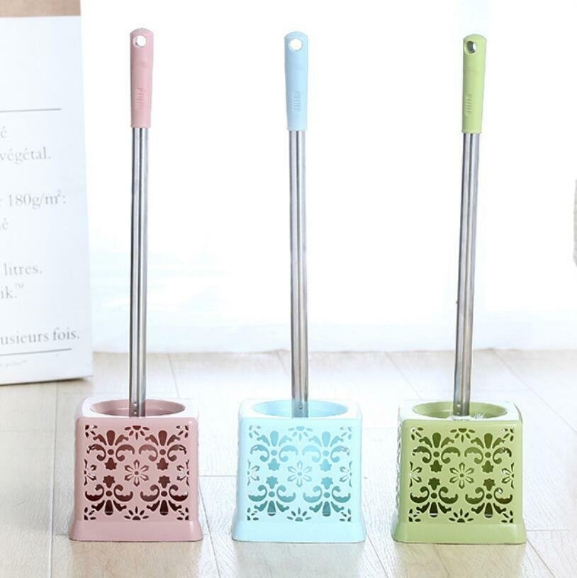 3 Color Toilet Brush Set Plastic Stainless
