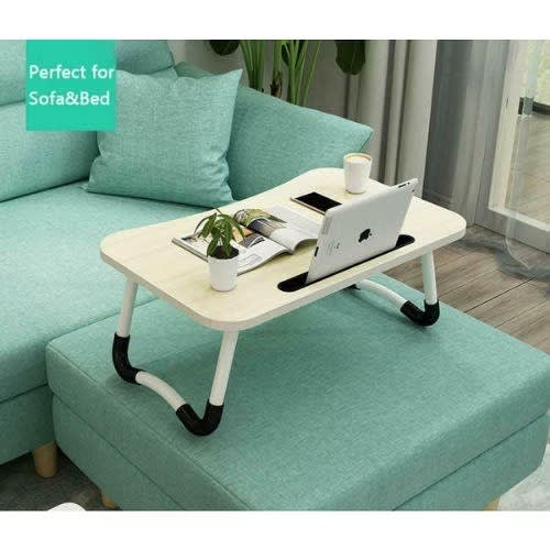 Multi Purpose Dock Stand Foldable Laptop Table And Cup Holder - Wooden