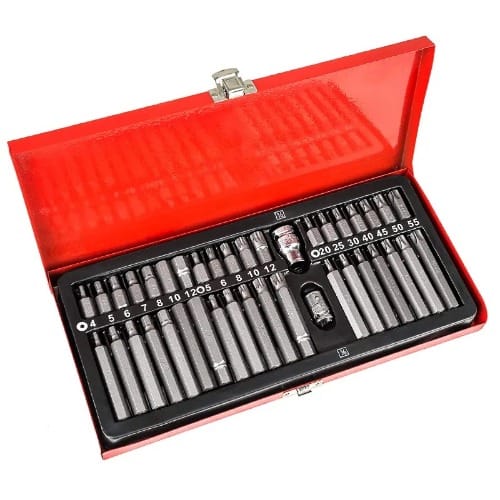 Torx Star Spline Hex Allen Key Socket Bit Set 3/8 & 1/2 Drive With Metal Box - 40pcs