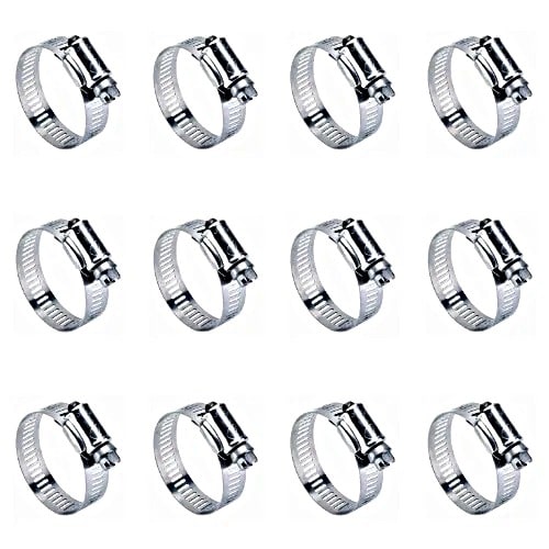 Stainless Hose Clamps - Up To 2 Inches Diameter - 1 Dozen