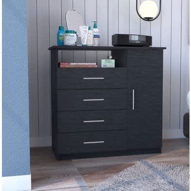 Scorpio 4 Drawer Cabinet & Dresser - Black