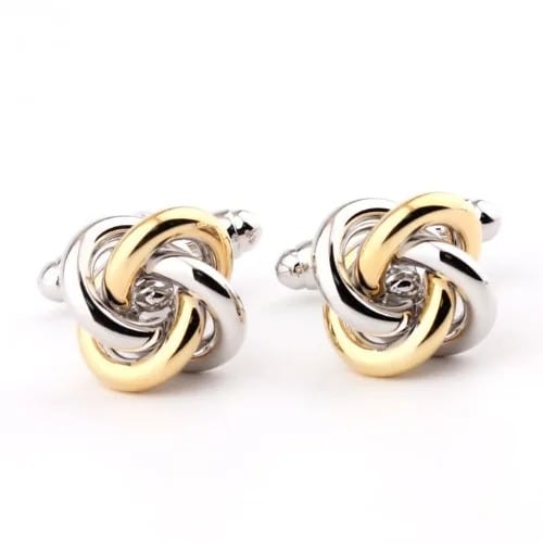Men Cufflinks Silver & Gold Plated - Knot Cufflinks