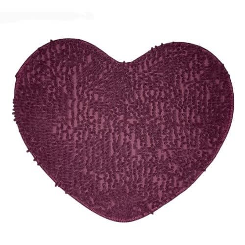 Heart Shaped Shaggy Mat - Wine