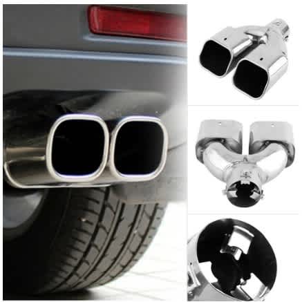Universal Chrome Look- Dual Pipe Silencer Tip - Silencer Muffler