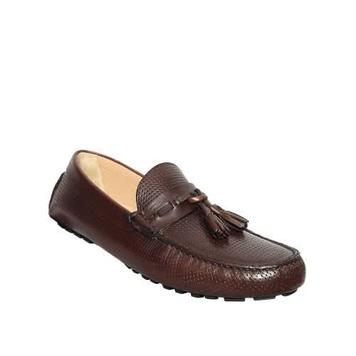 Stamped Calf Skin Leather Loafers With Tassle
