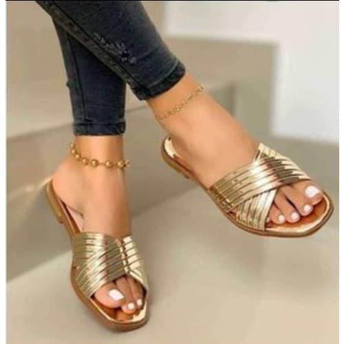 Ladies Flat Slippers - Gold