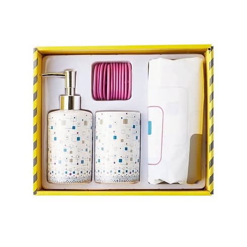 Noon East - Bathroom Gift Set - Square Print - 15 Pieces