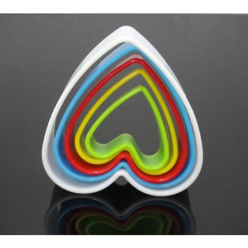 5pc Heart Shape Fondant Cake Cookie Cutters Decor Molds Set
