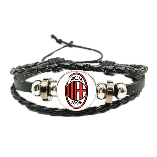 Ac Milan Football Club Logo Leather Rope Bracelet