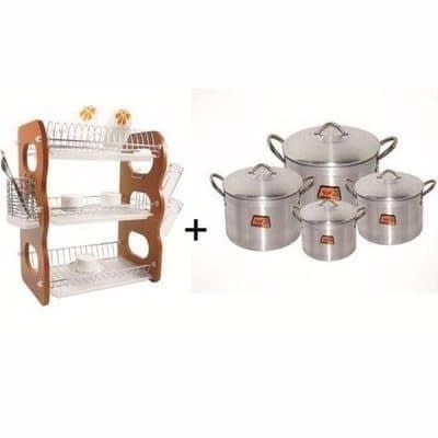 Alluminium Pots & Plate Rack Bundle