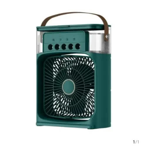 7'' Rechargeable Water Mist Table Fan With Humidifier - Green