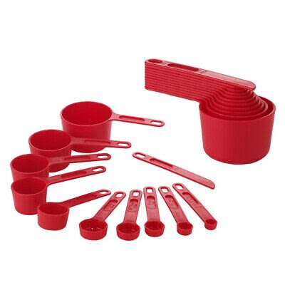 11pc Set Measuring Spoons - Measuring Cups - Red