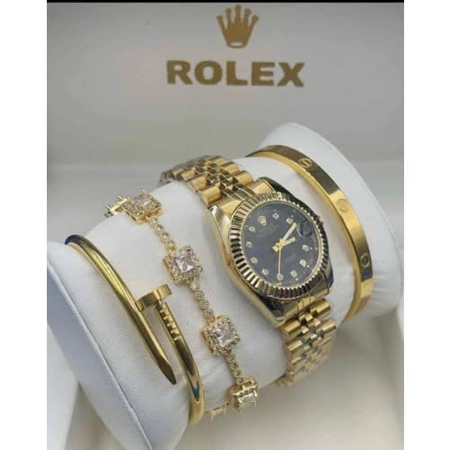 Rolex Write Watch With 3  In 1 Bracelets