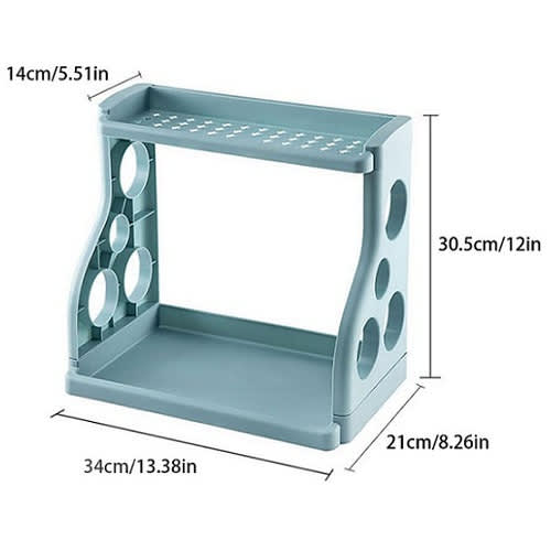 Multifunction Double Layer Kitchen Jars Spice Racks - Blue