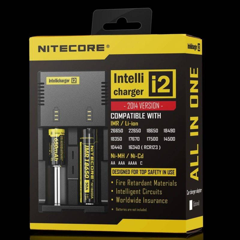 NiteCore NiteCore-i2-V2014-A 2014 New Version Universal Intelligent Charger for Two Batteries Compatible with IMR/Li-Ion, Black