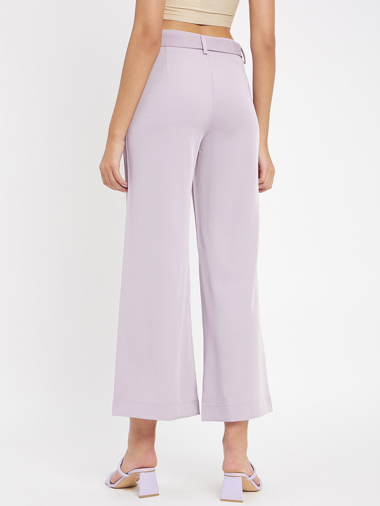 Camla Lilac Regular Fit Mid rise Trousers