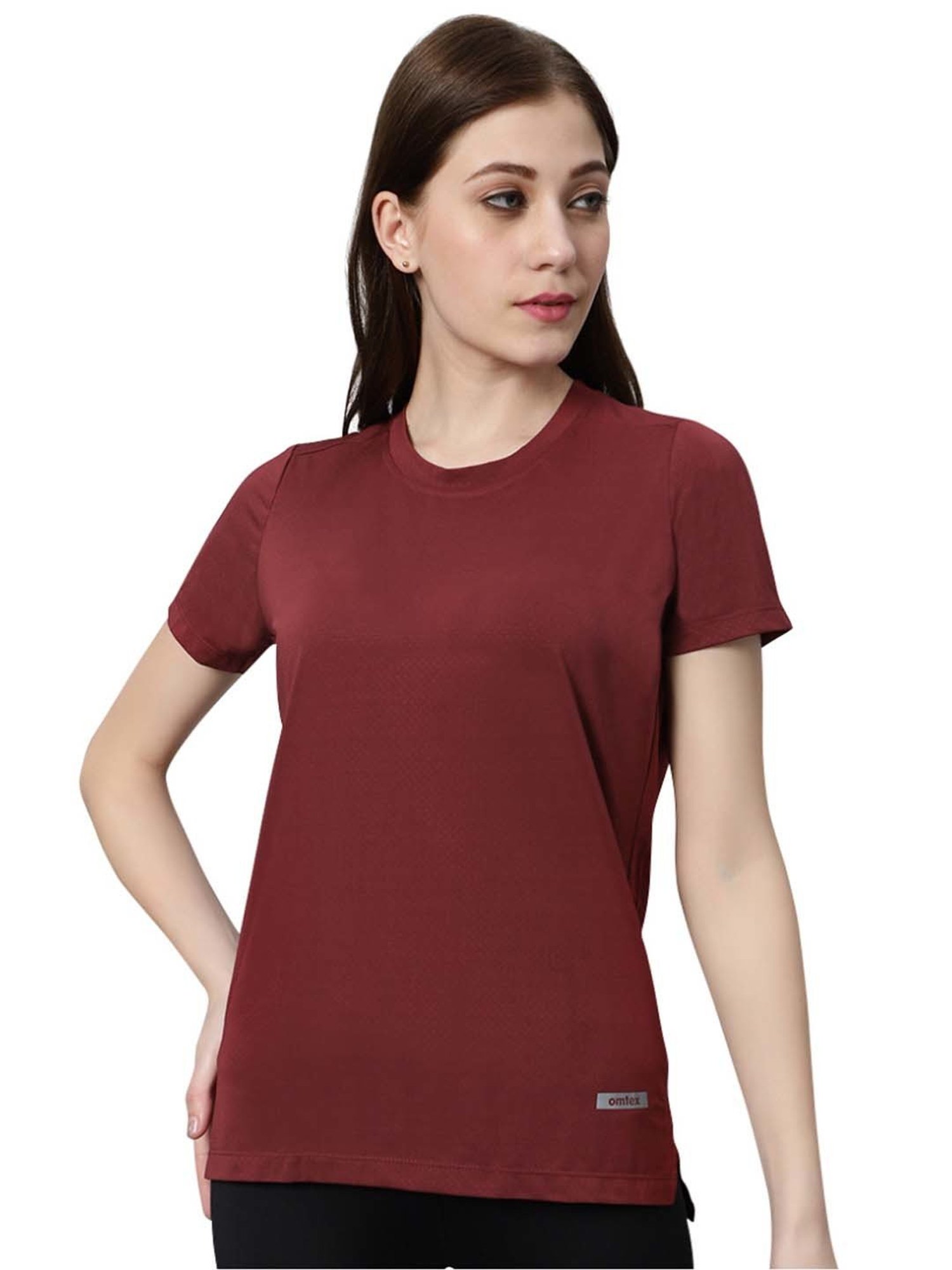 Omtex Maroon Regular Fit Sports T-Shirt