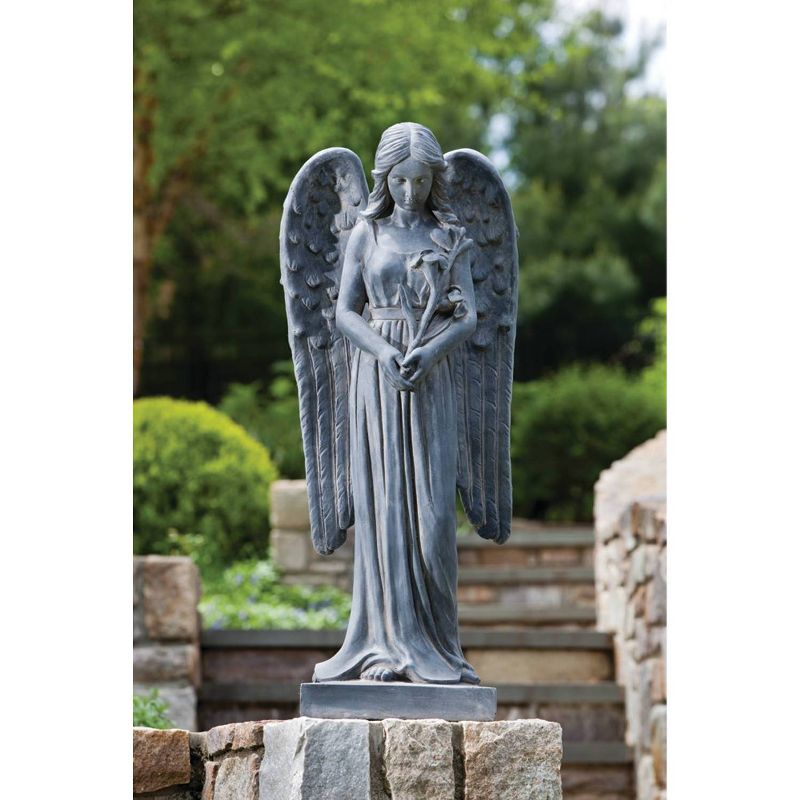 37&#34; Indoor/Outdoor Resin Standing Angel Garden Statue Gray - Alfresco Home LLC