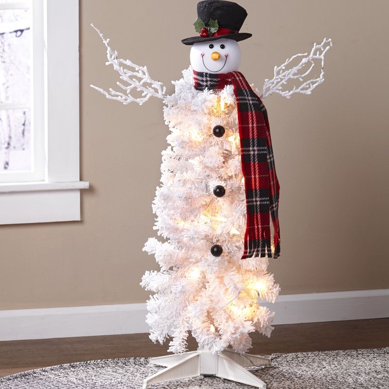 Lakeside Small Prelit Snowman Christmas Tree in White - 3' x 36"