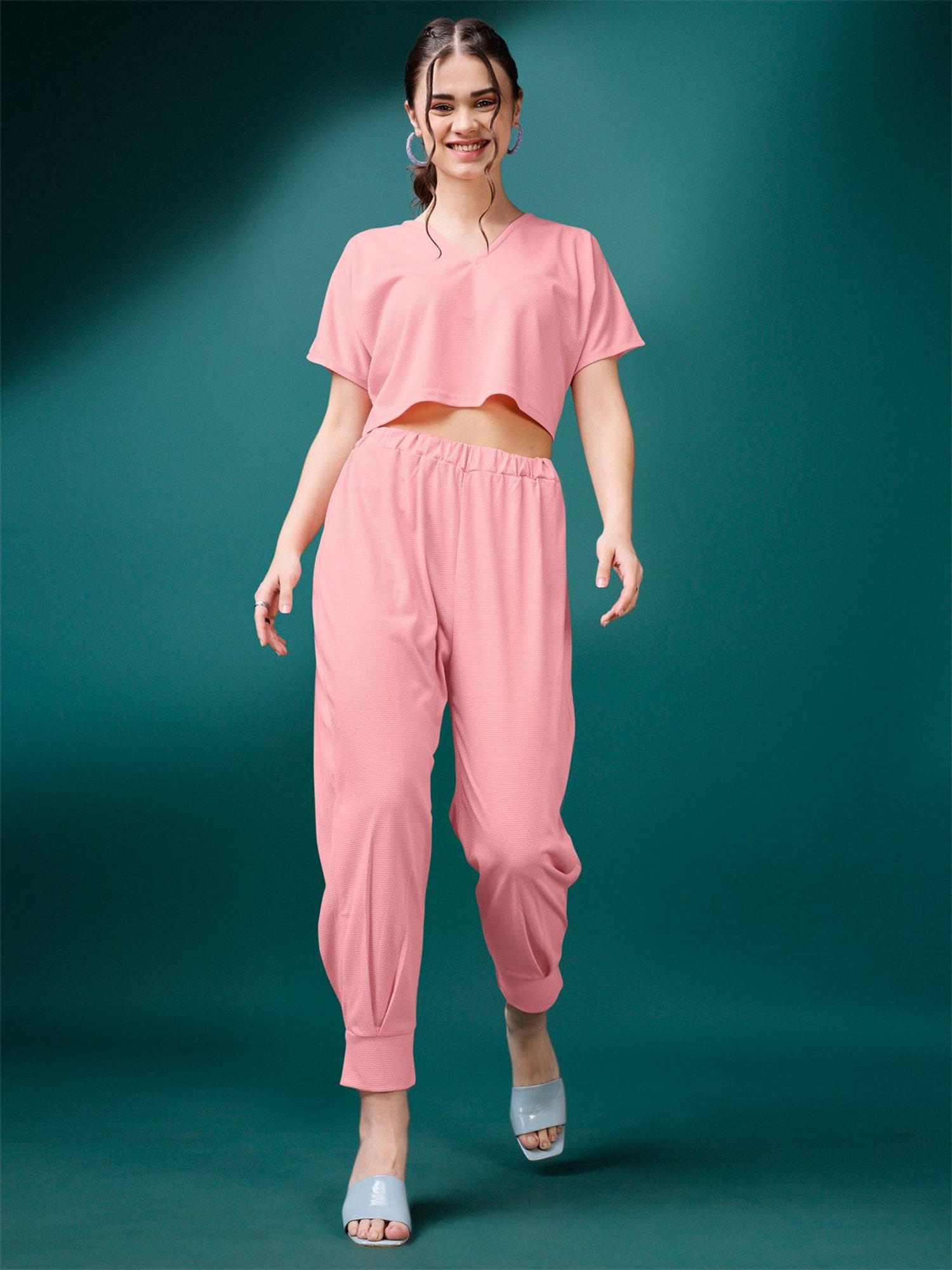 PURVAJA Peach Maxi Co-Ord Set