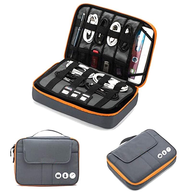 Electronic Organizer Travel Bag  Electronic Accessories Organizer Double Layer Travel Cable Organizer for USB Cables Charger Power Bank Phone EBook Kindle iPad or Tabletup to 97