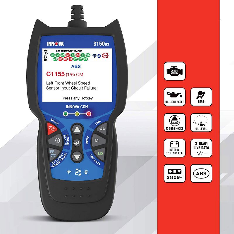 INNOVA 3150RS FixAssist Bluetooth Tech Scanner Code Live Data Reader Tool For ABS, SRS, and Battery Check Vehicle Diagnostics