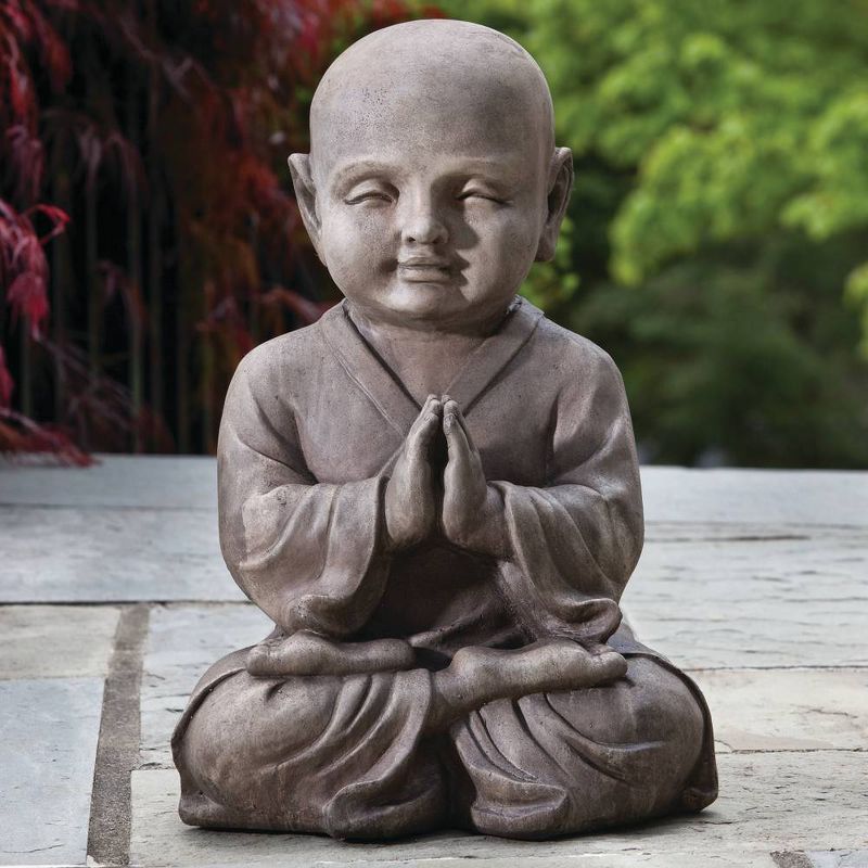 15.75&#34; Indoor/Outdoor Resin Praying Buddha Garden Statue Brown - Alfresco Home LLC