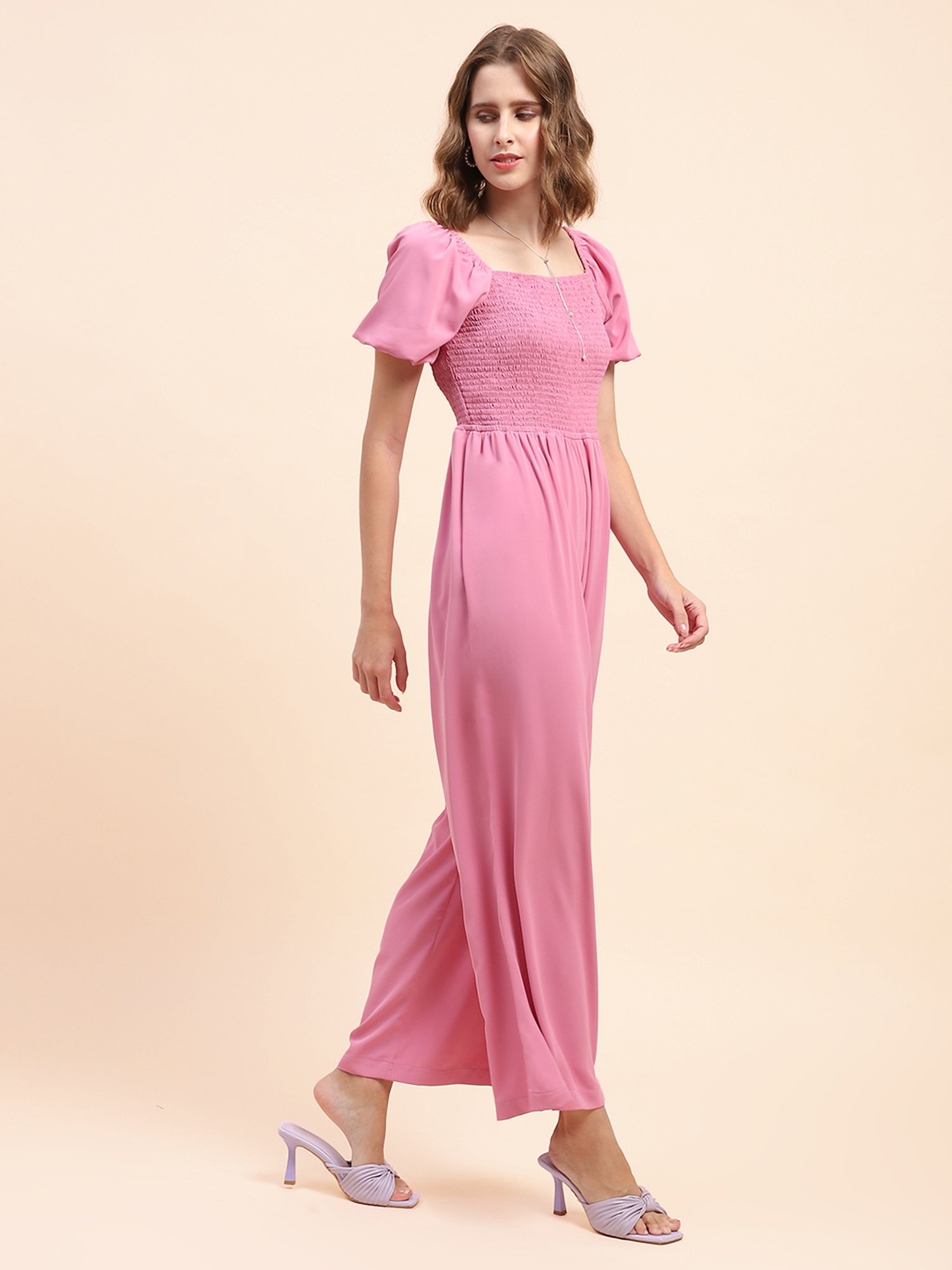 Camla Pink Polyester Blend Maxi Jumpsuit