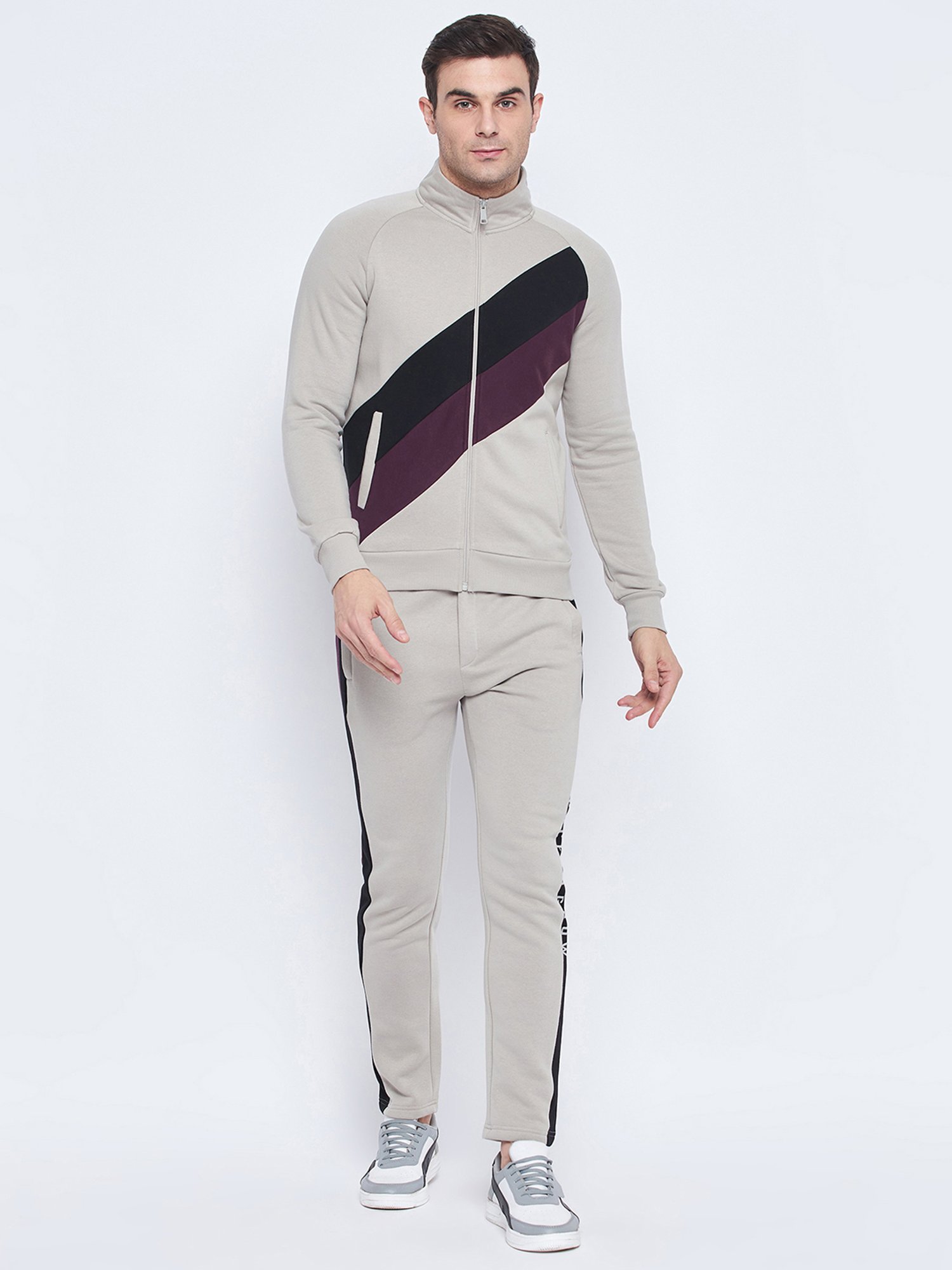 Camla Light Grey Regular Fit Tracksuit