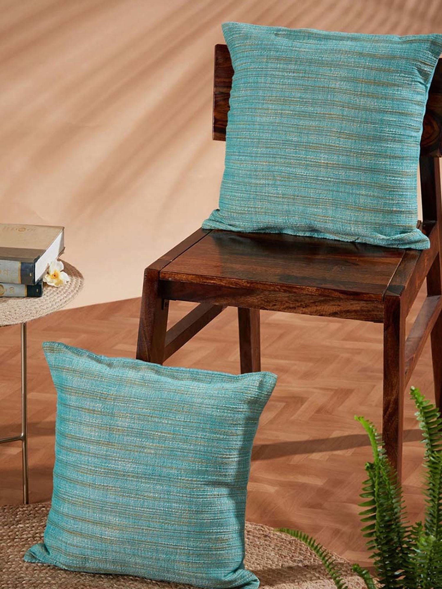 Fabindia Standalone Teal Cotton Haiba Cushion Cover