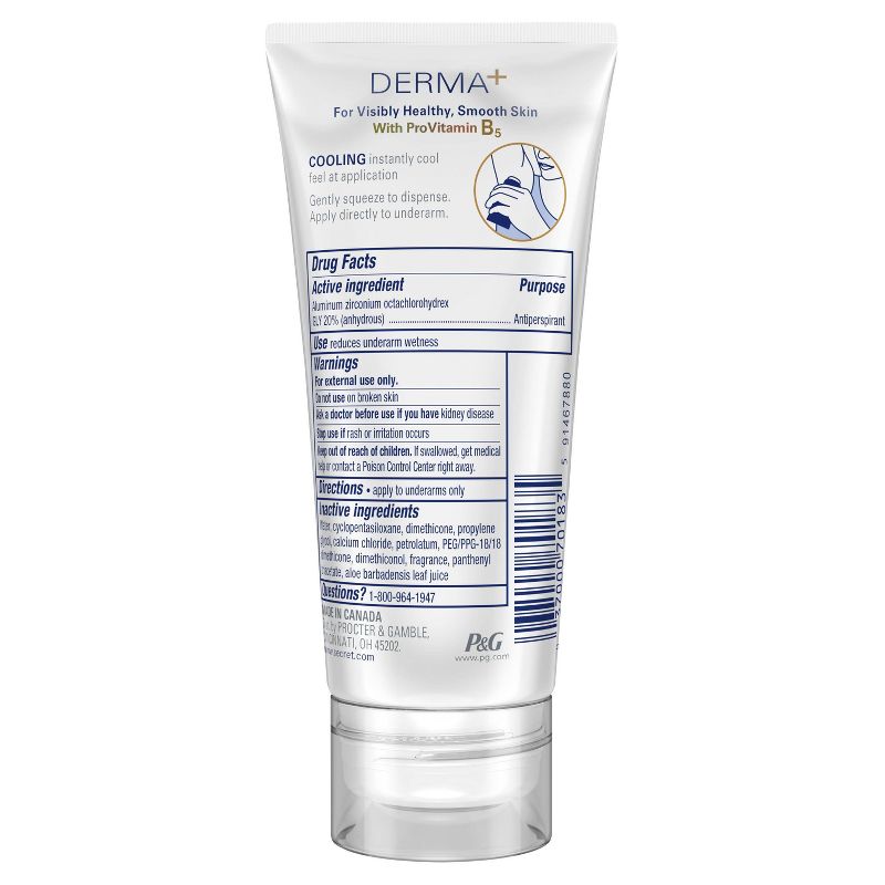 Secret Derma+ 48 Hr. Invisible Gel Antiperspirant and Deodorant - Cooling - Vitamin B5 + Aloe - 2.5oz